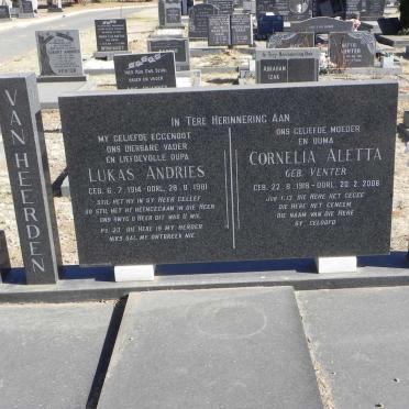 HEERDEN Lukas Andries, van 1914-1981 &amp; Cornelia Aletta VENTER 1918-2006