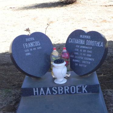 HAASBROEK Francois 1942- &amp; Catharina Dorothea DRINKWATER 1945-1990