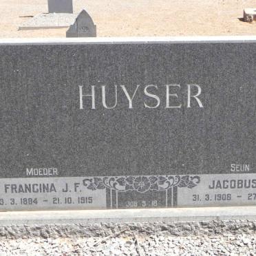 HUYSER Francina J.F. 1884-1915 :: HUYSER Jacobus S. 1906-1924