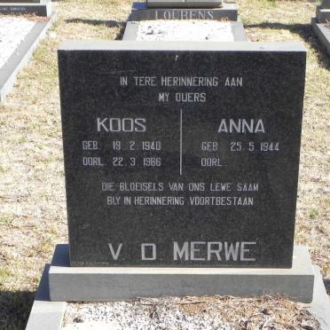 MERWE Koos, v.d. 1940-1986 &amp; Anna 1944-