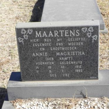 MAARTENS Annie Magrietha formerly GELDENHUYS nee KRAFT 1912-1982