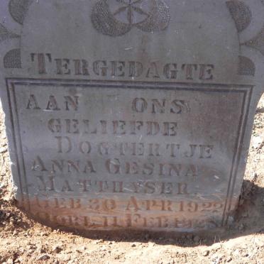 MATTHYSER Anna Gesina 1922-1923