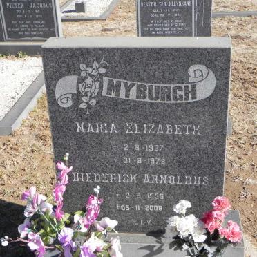 MYBURGH Diederick Arnoldus 1939-2008 &amp; Maria Elizabeth 1937-1978