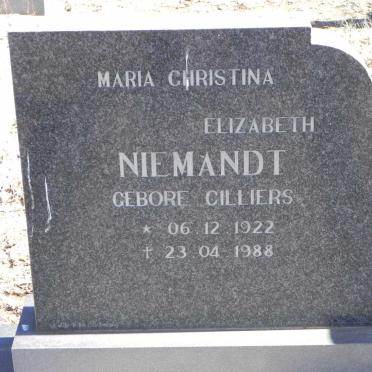 NIEMANDT Maria Christina Elizabeth nee CILLIERS 1922-1988