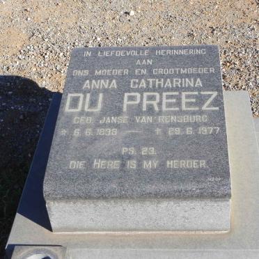 PREEZ Anna Catharina, du nee JANSE VAN RENSBURG 1898-1977