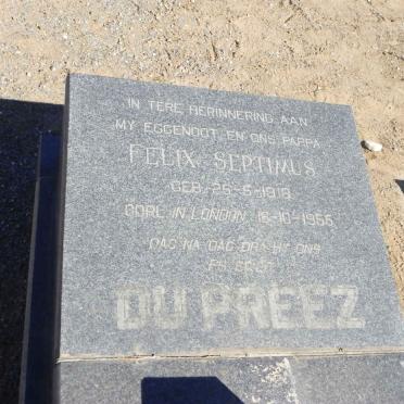 PREEZ Felix Septimus, du 1918-1955