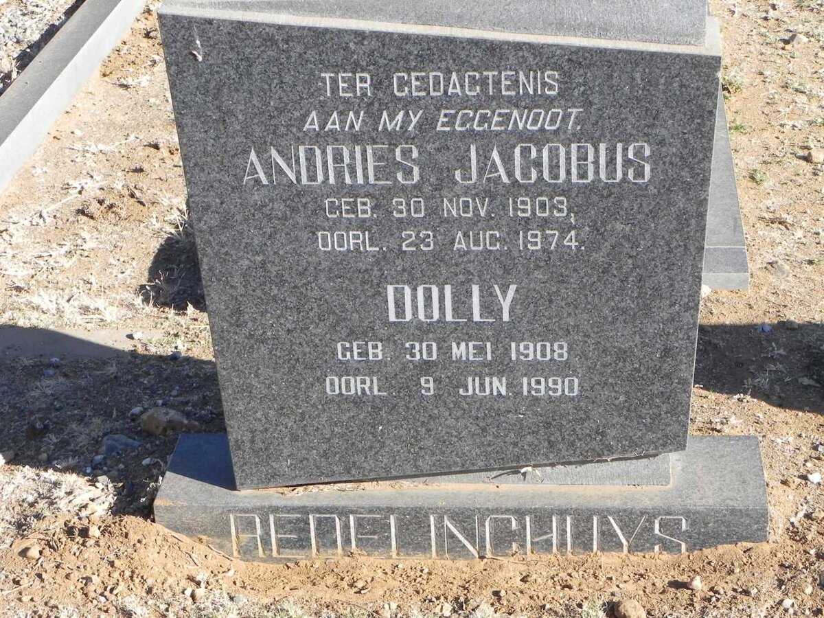 REDELINGHUYS Andries Jacobus 1903-1974 &amp; Dolly 1908-1990