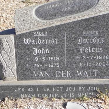 WALT Waldemar John, van der 1919-1975 &amp; Jacobus Petrus 1928-2004