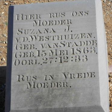 WESTHUIZEN Suzana J., v.d. nee VAN STADDE 1863-1933