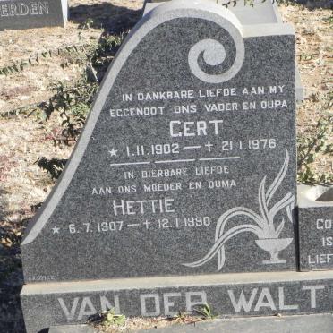 WALT Gert, van der 1902-1976 &amp; Hettie 1907-1990