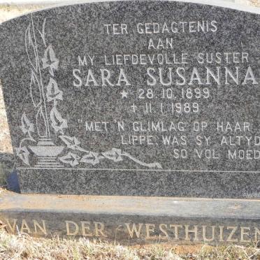 WESTHUIZEN Sara Susanna, van der 1899-1989