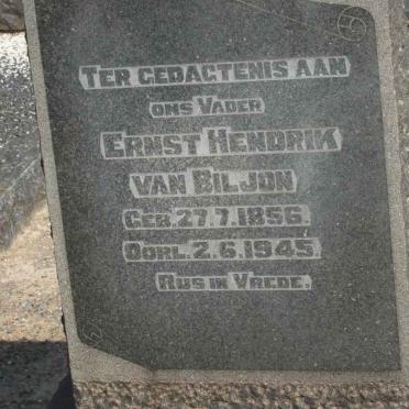 BILJON Ernst Hendrik, van 1856-1945