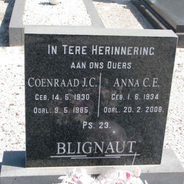 BLIGNAUT Coenraad J.C. 1930-1985 &amp; Anna C.E. 1934-2008