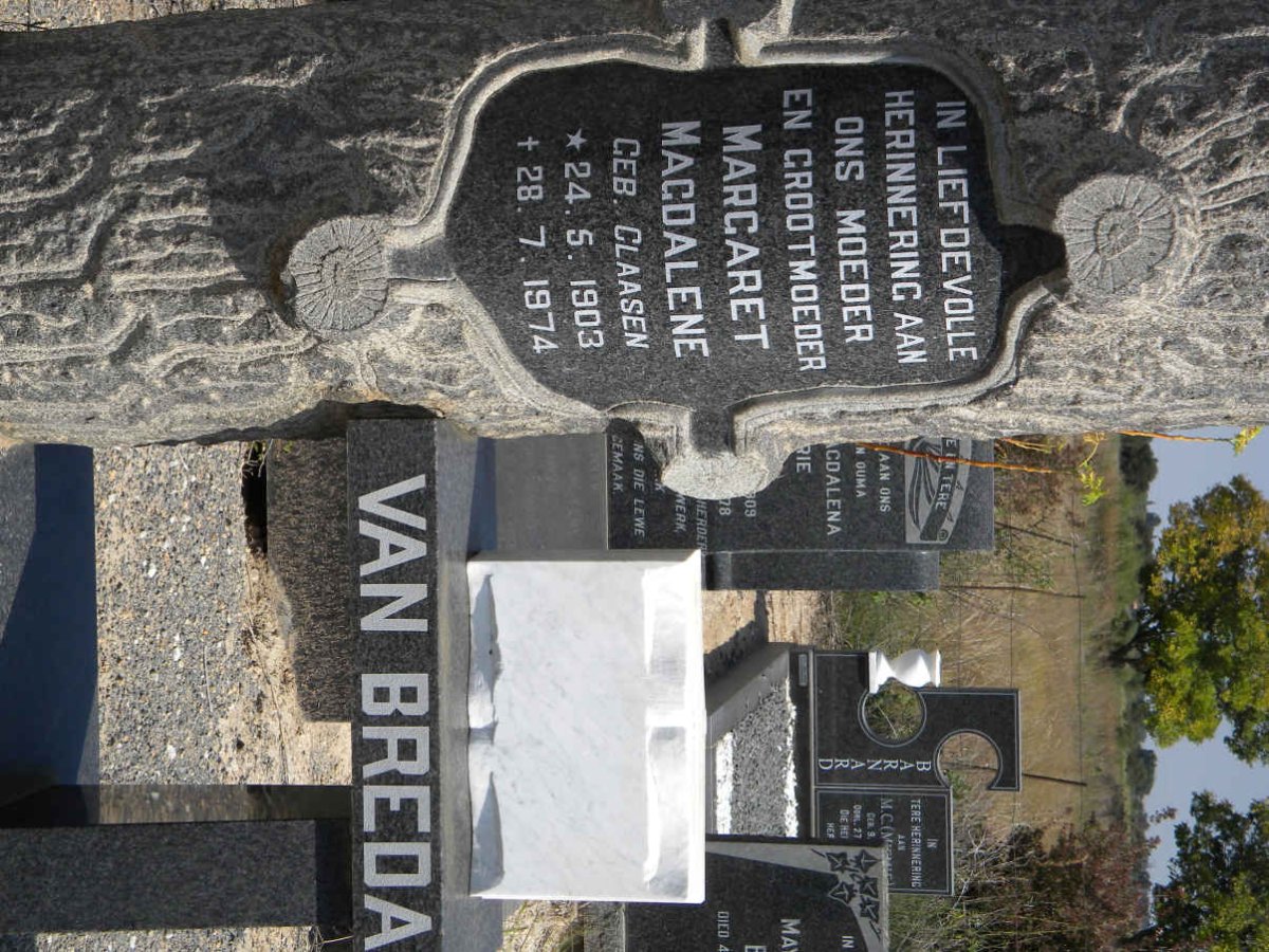BREDA Margaret Magdalene, van nee CLAASEN 1903-1974