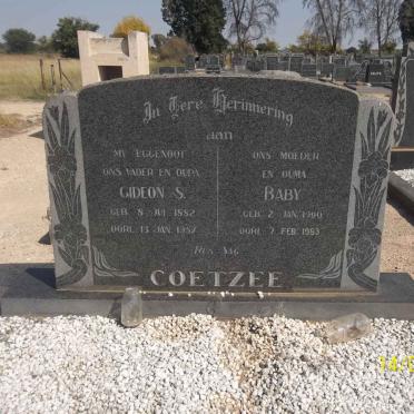 COETZEE Gideon S. 1882-1957 &amp; Baby 1900-1983