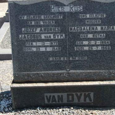 DYK Jozef Andries Jacobus, van 1872-1948 &amp; Magdalena Maria BOTHA 1884-1960