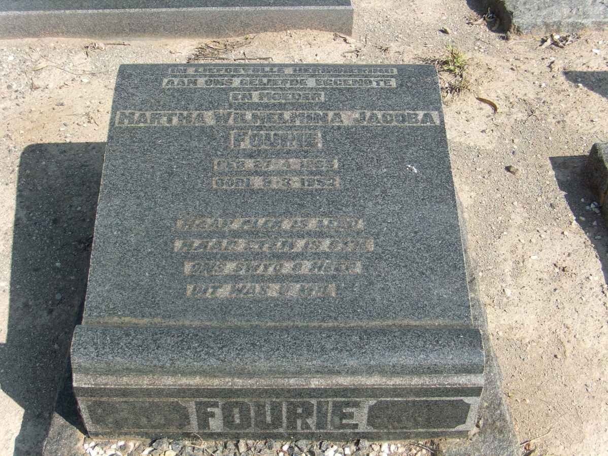 FOURIE Martha Wilhelmina Jacoba 18?5-1952