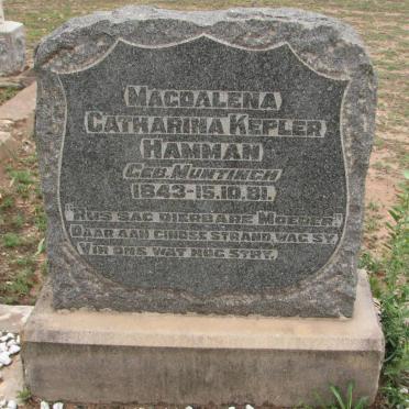 HAMMAN Magdalena Catharina Kepler nee MUNTINGH 1843-1881