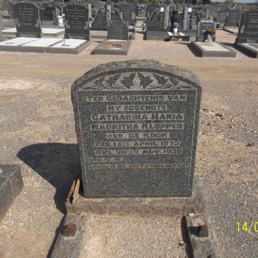 KLOPPER Catharina Maria Magritha nee DE KOCK 1873-1930