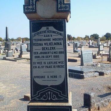 KLERK Rosina Wilhelmina, de nee JOUBERT 1886-1960