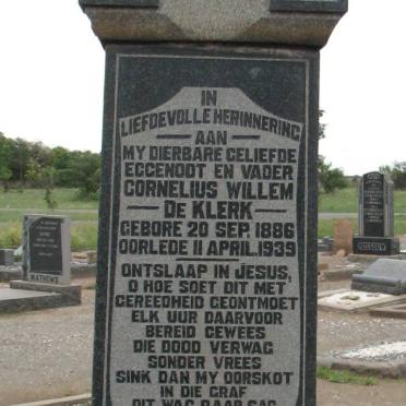 KLERK Cornelius Willem, de 1886-1939 &amp; Rosina Wilhelmina JOUBERT 1886-1960