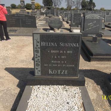 KOTZE Helena Susanna nee GREEFF 1893-1971