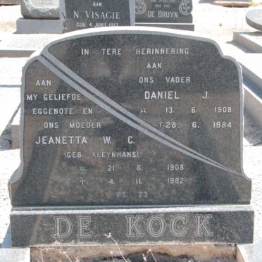 KOCK Daniel J., de 1908-1984 &amp; Jeanetta W.C. KLEYNHANS 1908-1982