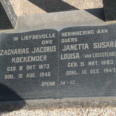 KOEKEMOER Zacharias Jacobus 1873-1946 &amp; Janetta Susara Louisa VAN LOGGERENBERG 1883-1947