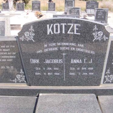 KOTZE Dirk Jacobus 1901-1968 &amp; Anna E.J. 1908-1991