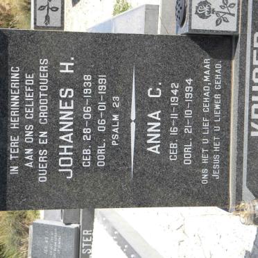 KRUGER Johannes H. 1938-1991 &amp; Anna C. 1942-1994