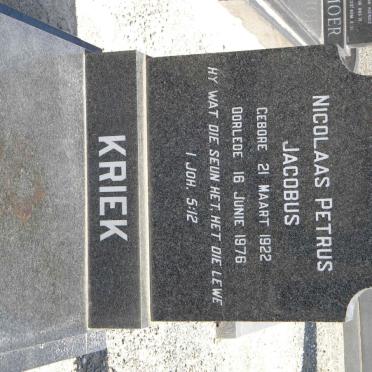KRIEK Nicolaas Petrus Jacobus 1922-1976