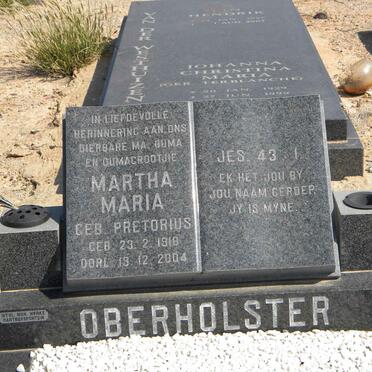 OBERHOLSTER Martha Maria nee PRETORIUS 1918-2004