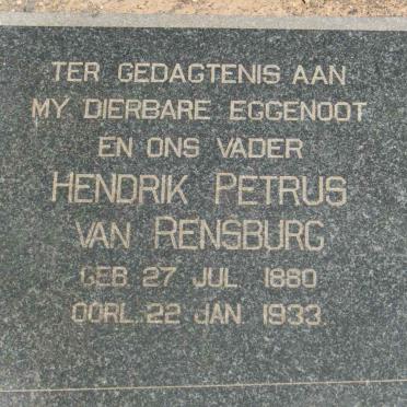 RENSBURG Hendrik Petrus, van 1880-1933