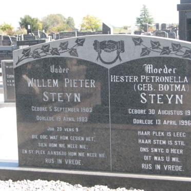 STEYN Willem Pieter 1903-1983 &amp; Hester Petronella Maria BOTMA 1910-1996