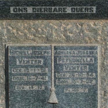 VENTER Michiel Joseph 1851-1941 &amp; Adrianna Johanna Petronella 1854-1932