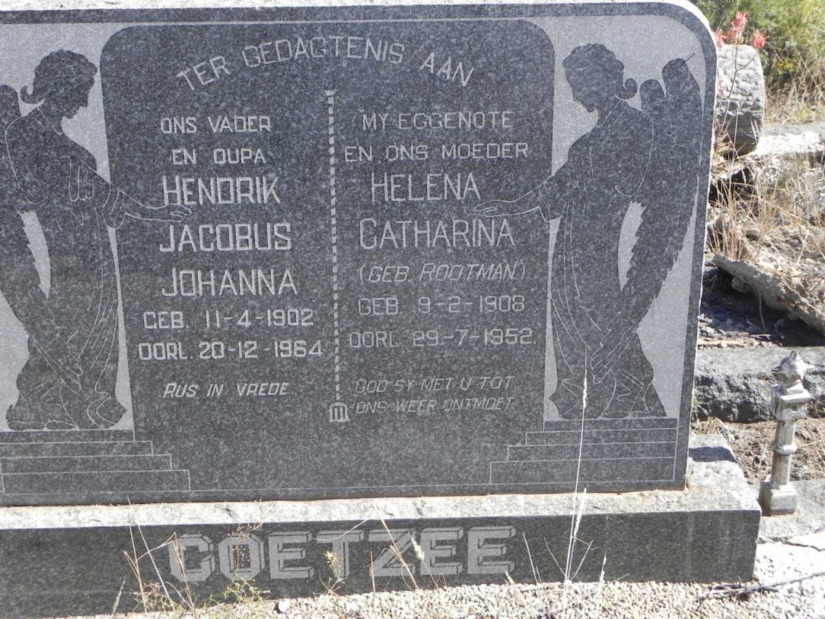 COETZEE Hendrik Jacobus Johanna 1902-1964 &amp; Helena Catharina ROOTMAN 1908-1952