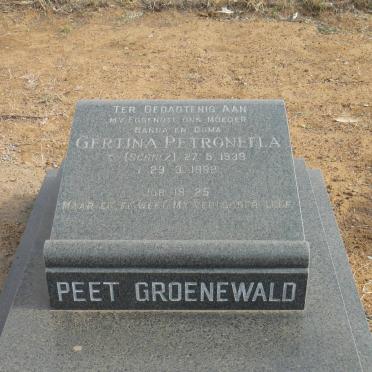 GROENEWALD Gertina Petronella geb SCHOLZ 1939-1992
