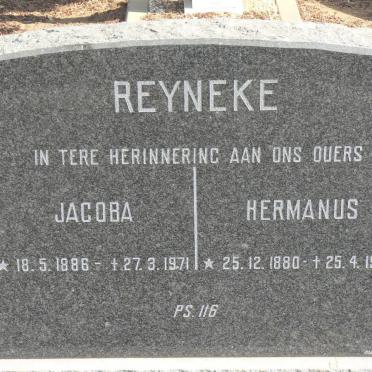 REYNEKE Hermanus 1880-1940 &amp; Jacoba 1886-1971