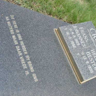 CRONJE Frans Johannes 1929-1992 &amp; Helena Hester 1930-