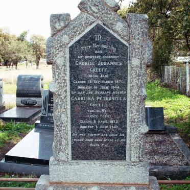 GREEFF Gabriel Johannes 1870-1944 &amp; Carolina Petronella DE WET 1873-1947