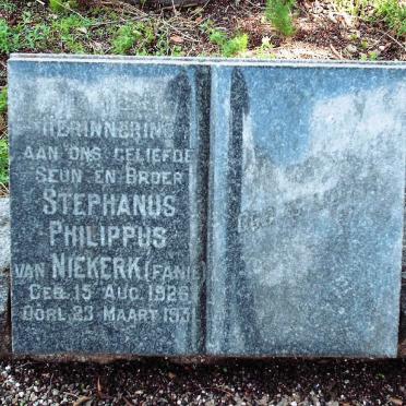 NIEKERK Stephanus Philippus, van 1926-1931