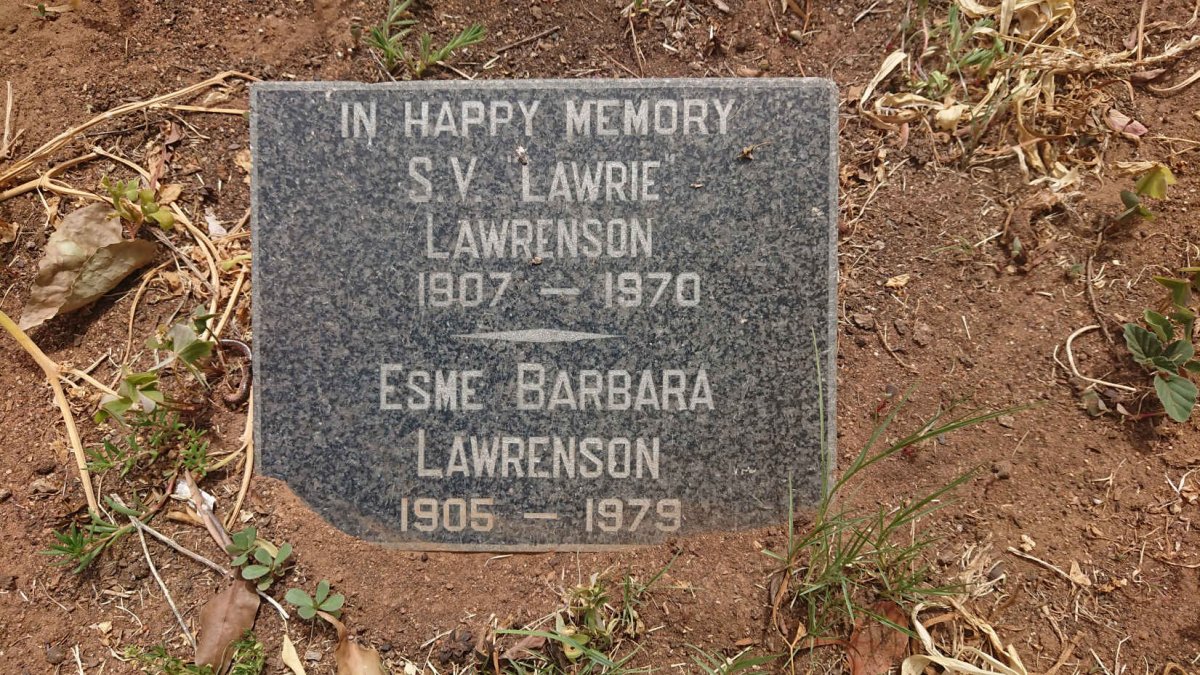LAWRENSON S.V. 1907-1970 & Esme Barbara 1905-1979