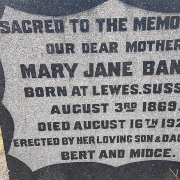 BANKS Mary Jane 1869-1929