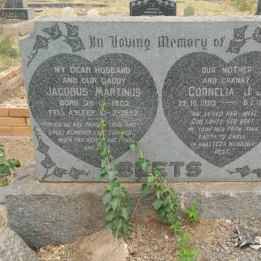 BEETS Jacobus Martinus 1902-1952 &amp; Cornelia J.J. 1903-1969