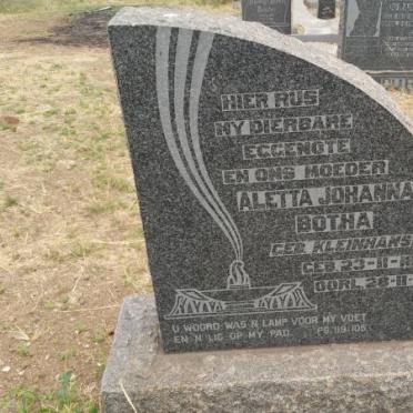 BOTHA Aletta Johanna nee KLEINHANS 1873-1952