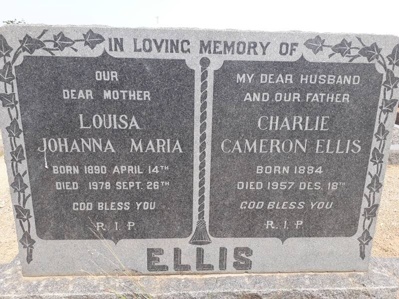 ELLIS Charlie Cameron 1884-1957 &amp; Louisa Johanna Maria 1890-1978