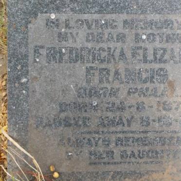 FRANCIS Fredricka Elizabeth nee PHAAL 187?-1942