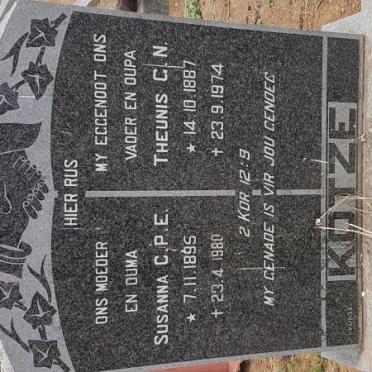 KOTZE Theunis G.N. 1887-1974 &amp; Susanna C.P.E. 1895-1980