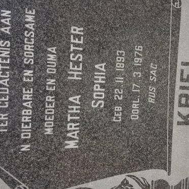 KRIEL Martha Hester Sophia 1893-1976