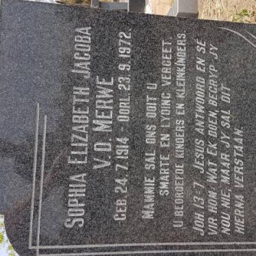 MERWE Sophia Elizabeth Jacoba, v.d. 1914-1972